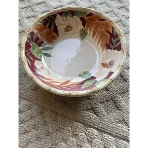 Home Trends HIBISCUS SERVING BOWL Bamboo Edge, Ferns, Floral